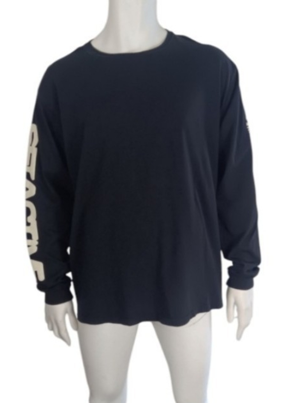Set Active Unisex Black Long Sleeve T-Shirt White Print On Sleeve One Size